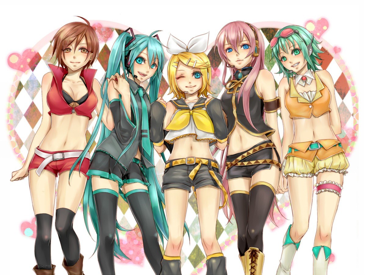 Vocaloid characters in stage outfits