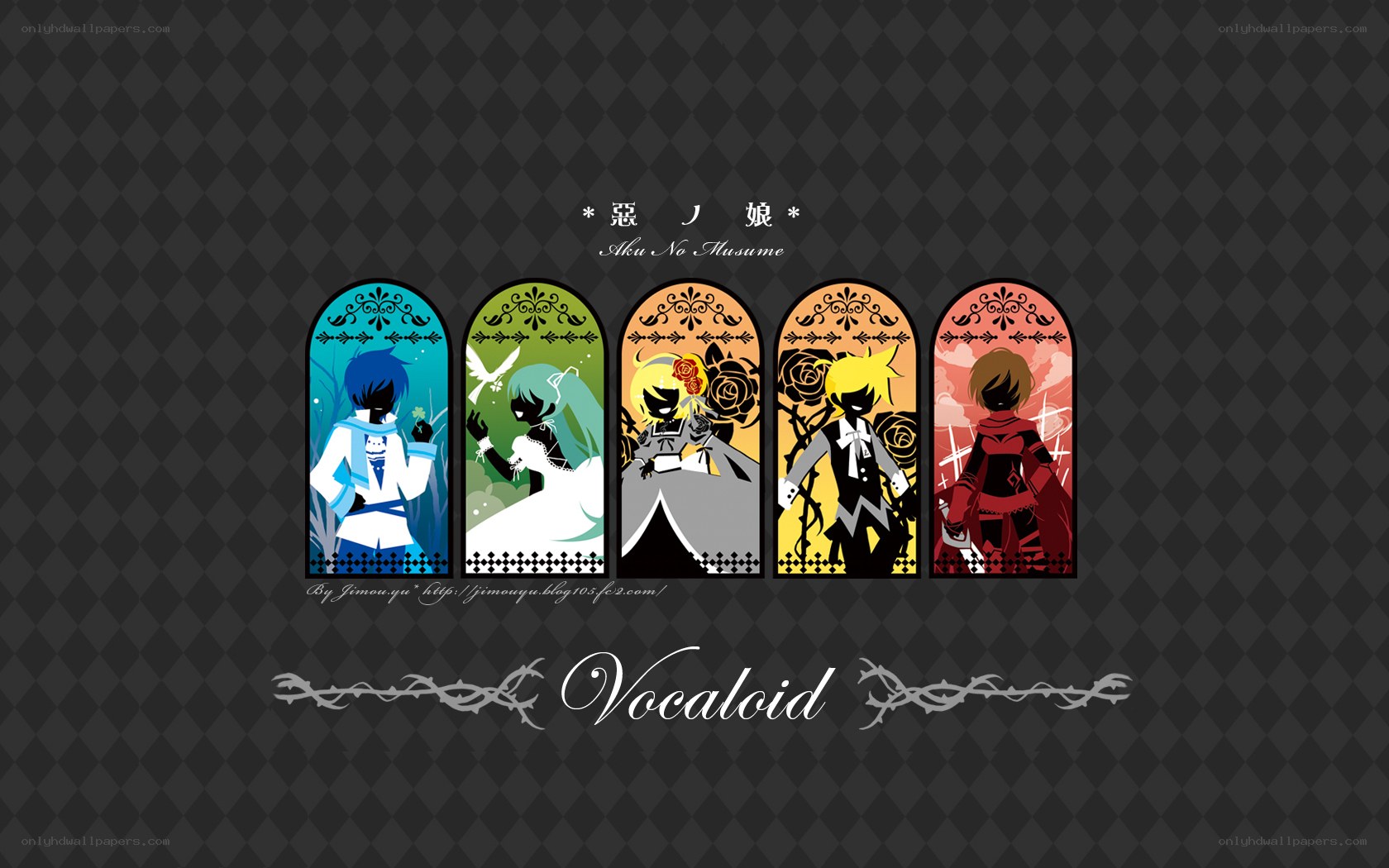 Vocaloid characters in stained glass