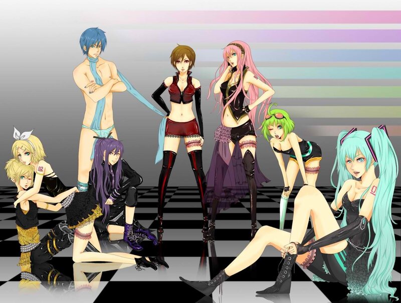 Vocaloid characters in stylish outfits