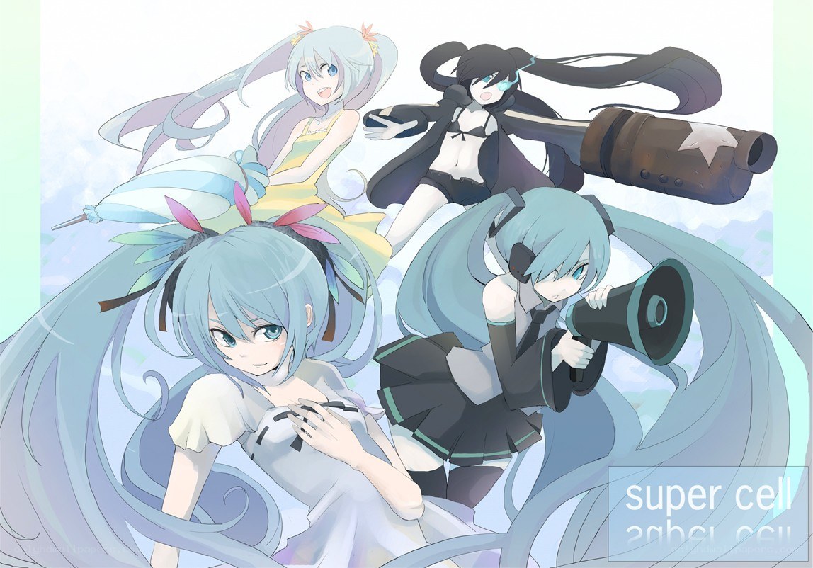 Vocaloid characters in various outfits