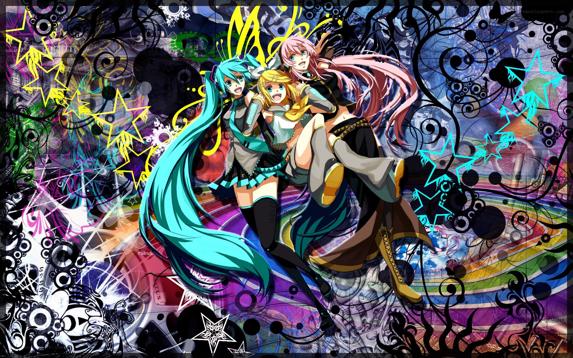 Vocaloid characters in vibrant art