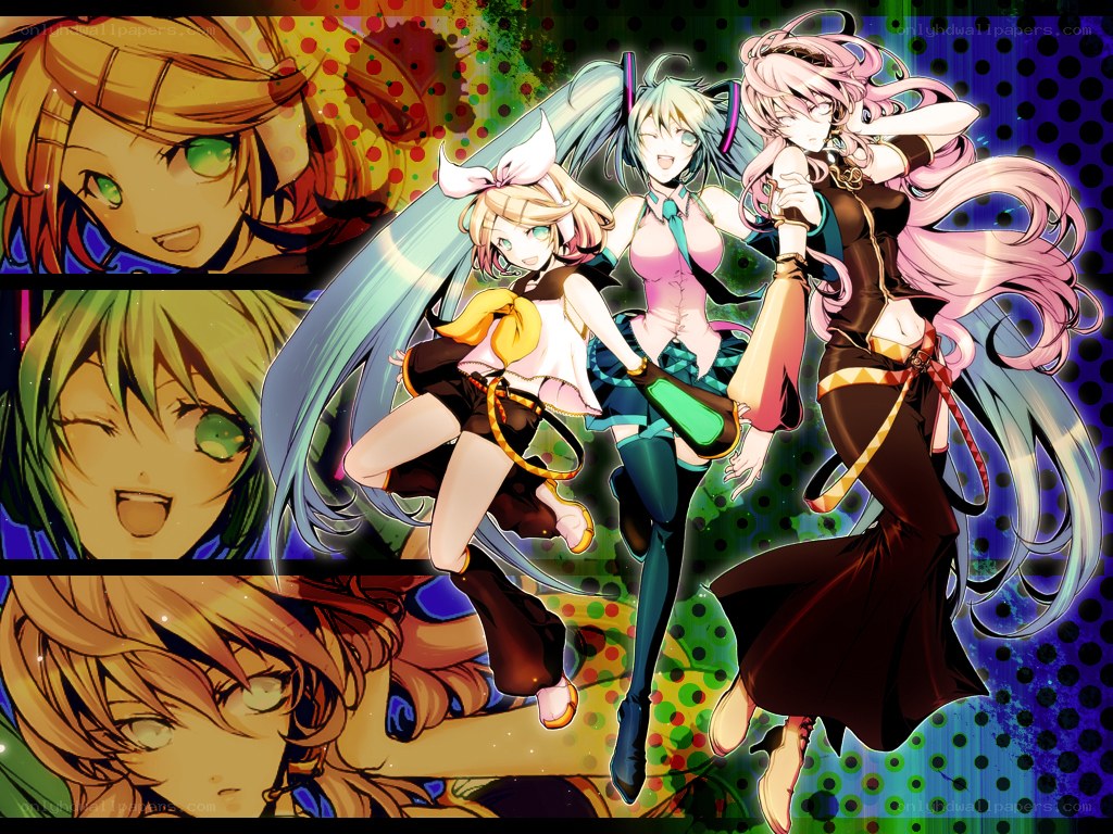 Vocaloid characters in vibrant scene