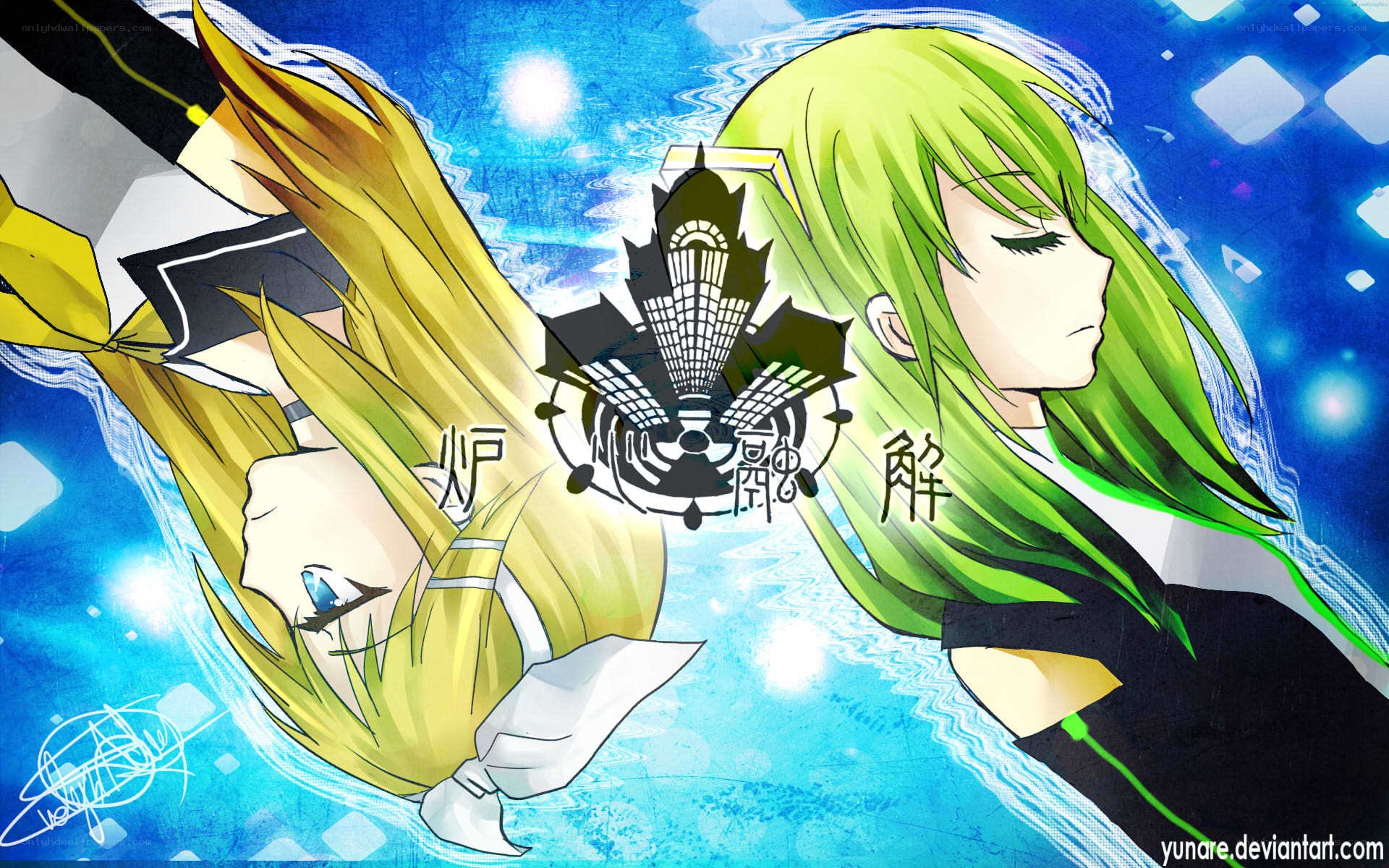 Vocaloid characters in water