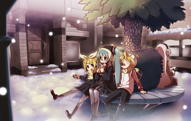 Vocaloid characters in winter