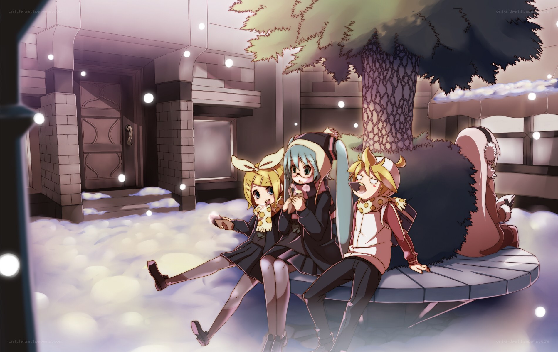 Vocaloid characters in winter