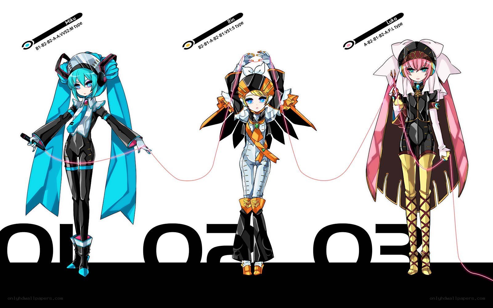 Vocaloid characters Miku Rin and Luka