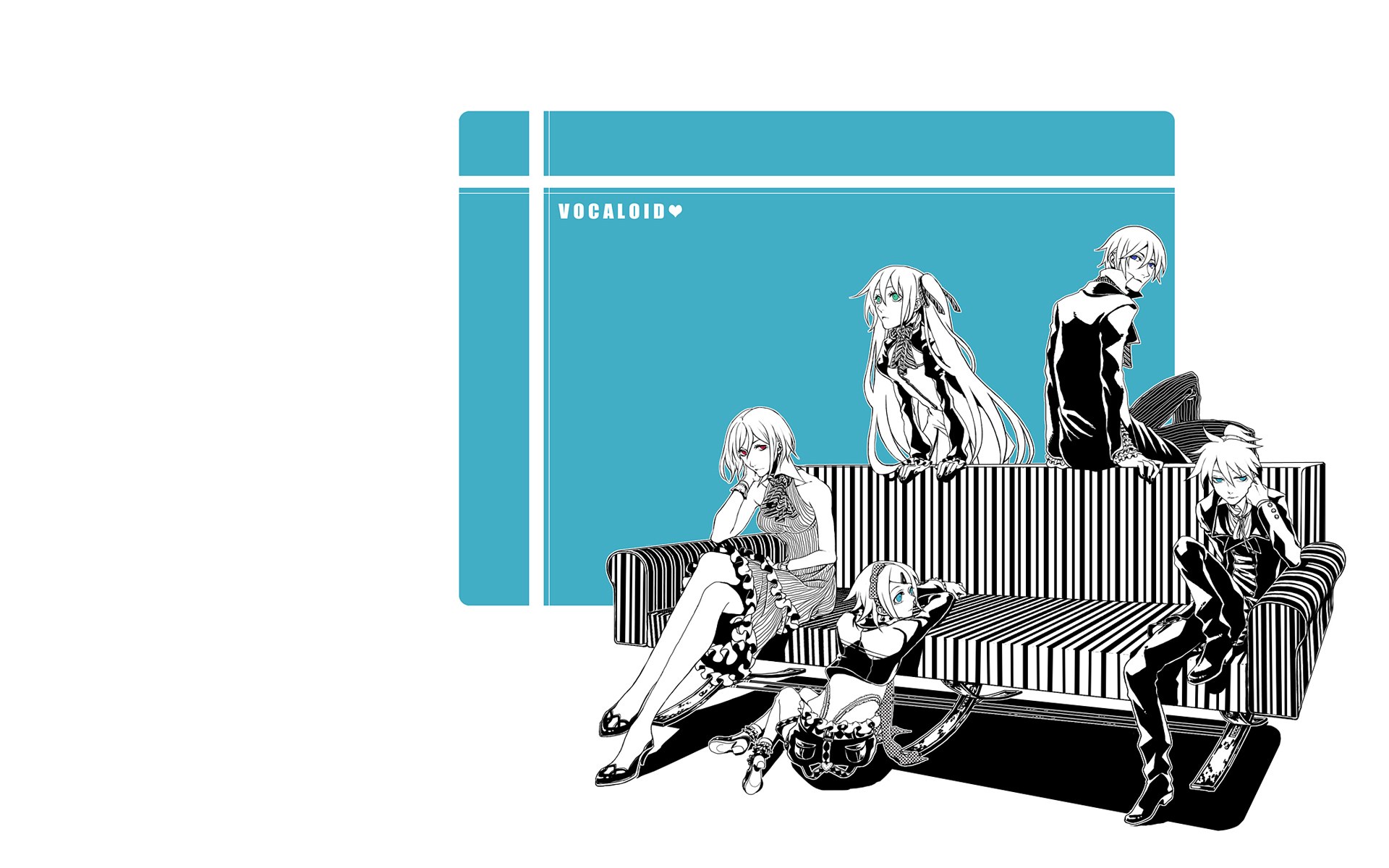 Vocaloid characters on a couch