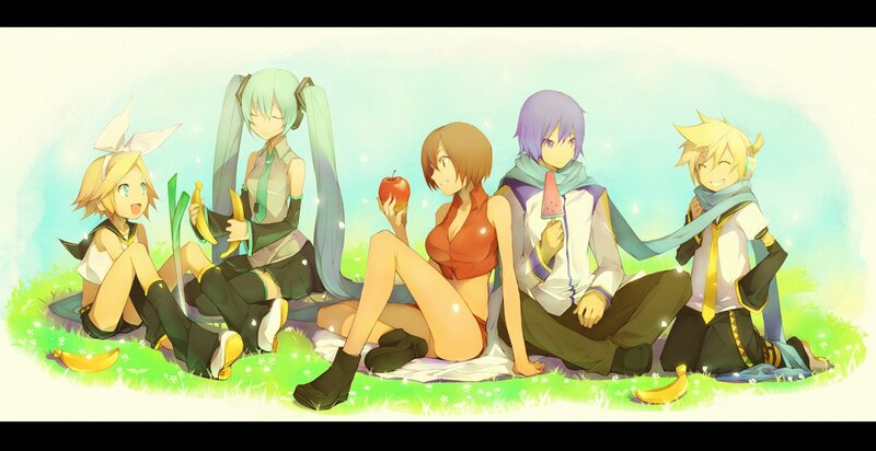 Vocaloid characters on a picnic
