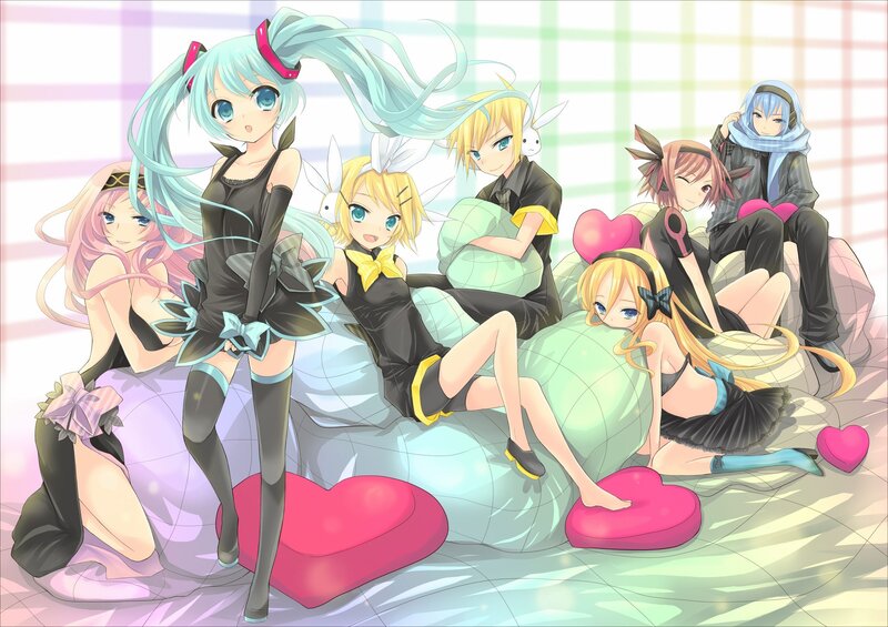 Vocaloid characters on pillows