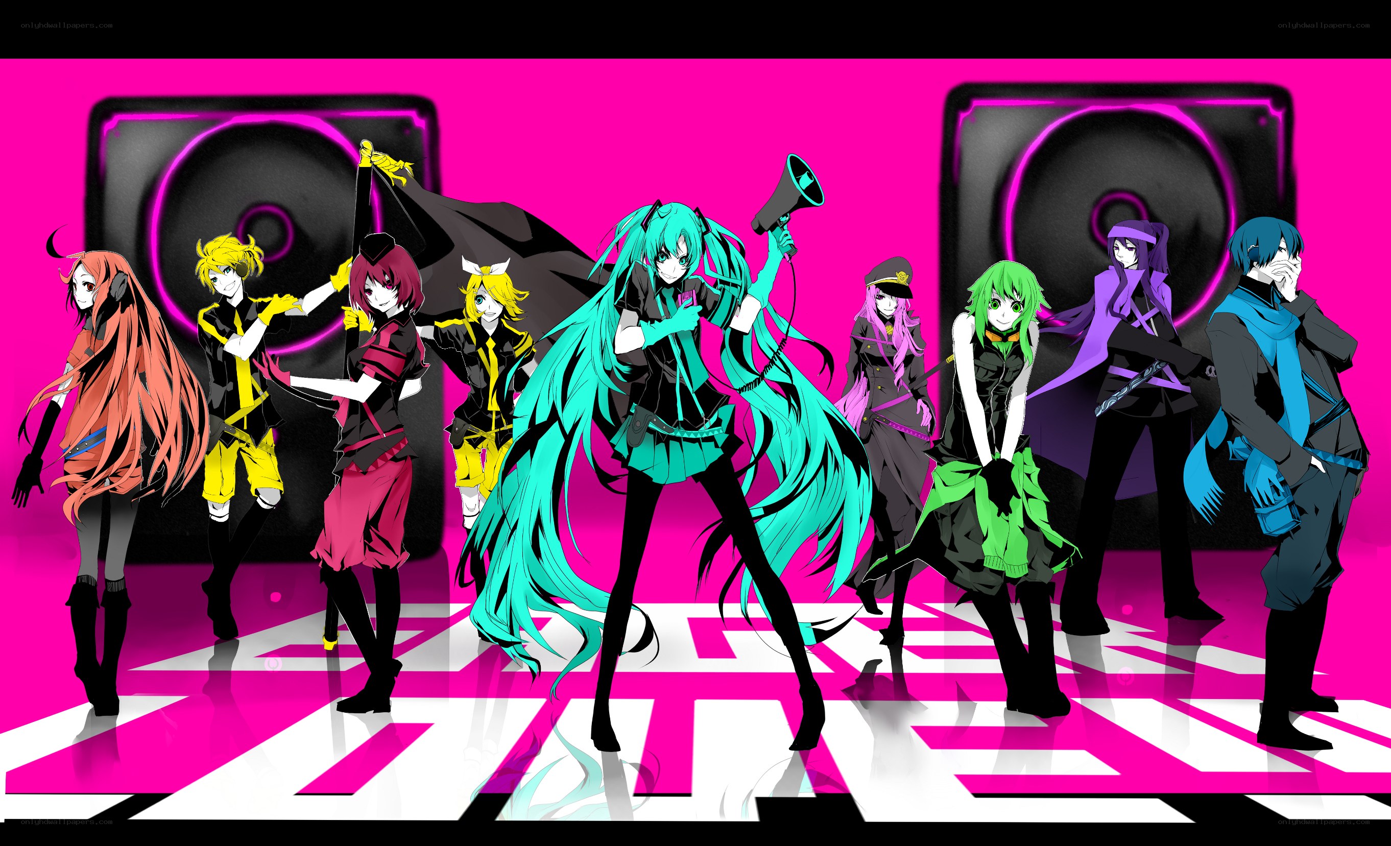 Vocaloid characters on stage