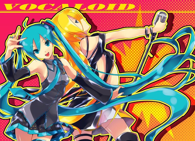 Vocaloid characters performing