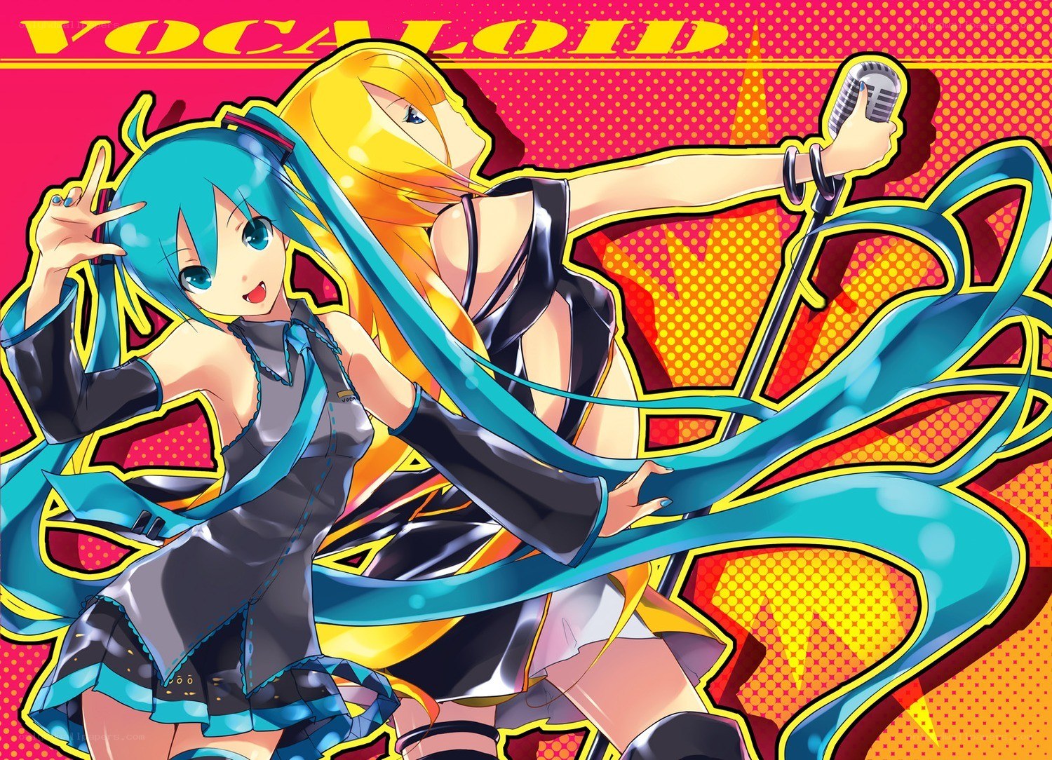 Vocaloid characters performing