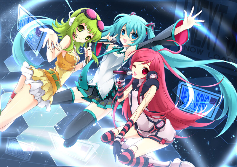Vocaloid characters performing