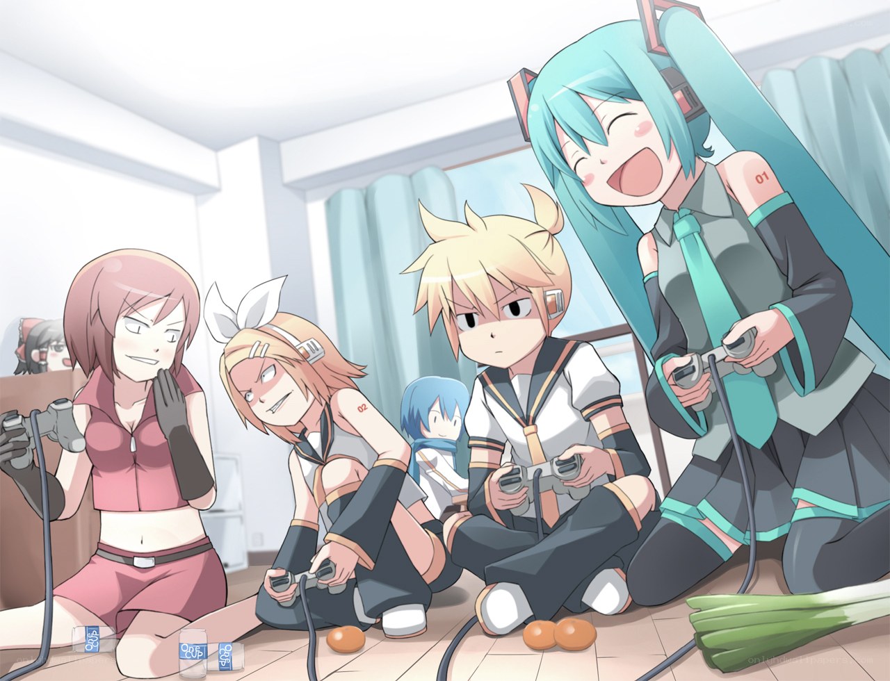 Vocaloid characters playing video games