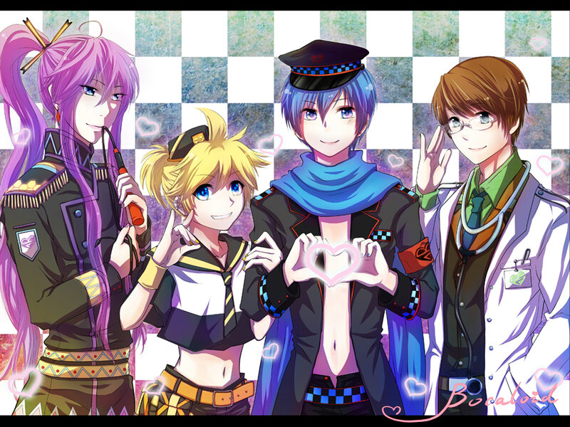 Vocaloid characters posing together
