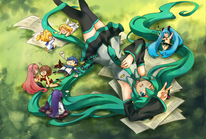 Vocaloid characters relaxing