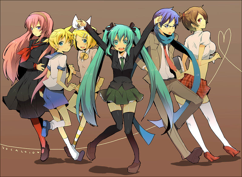 Vocaloid characters running together