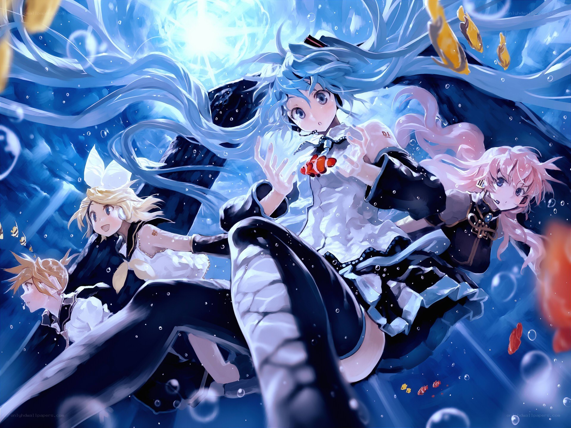 Vocaloid characters underwater