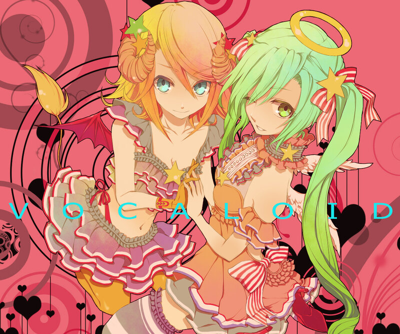 Vocaloid characters with angel and devil themes