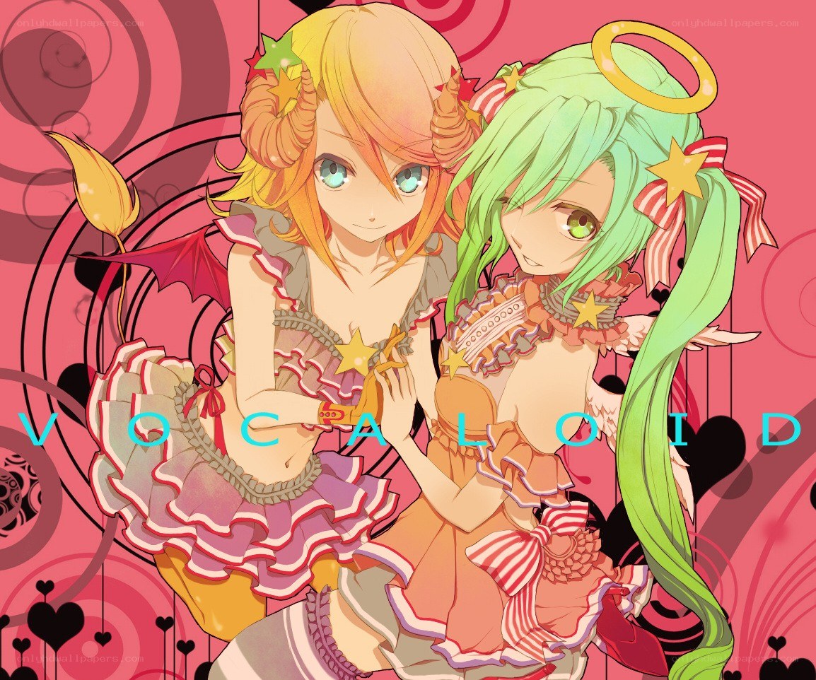 Vocaloid characters with angel and devil themes