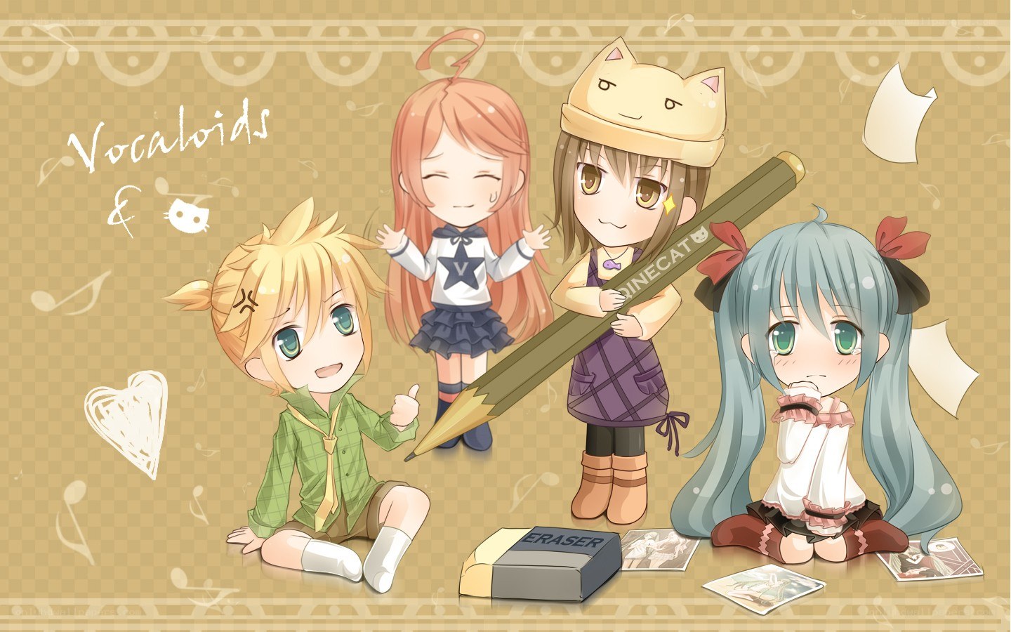 Vocaloid characters with art supplies