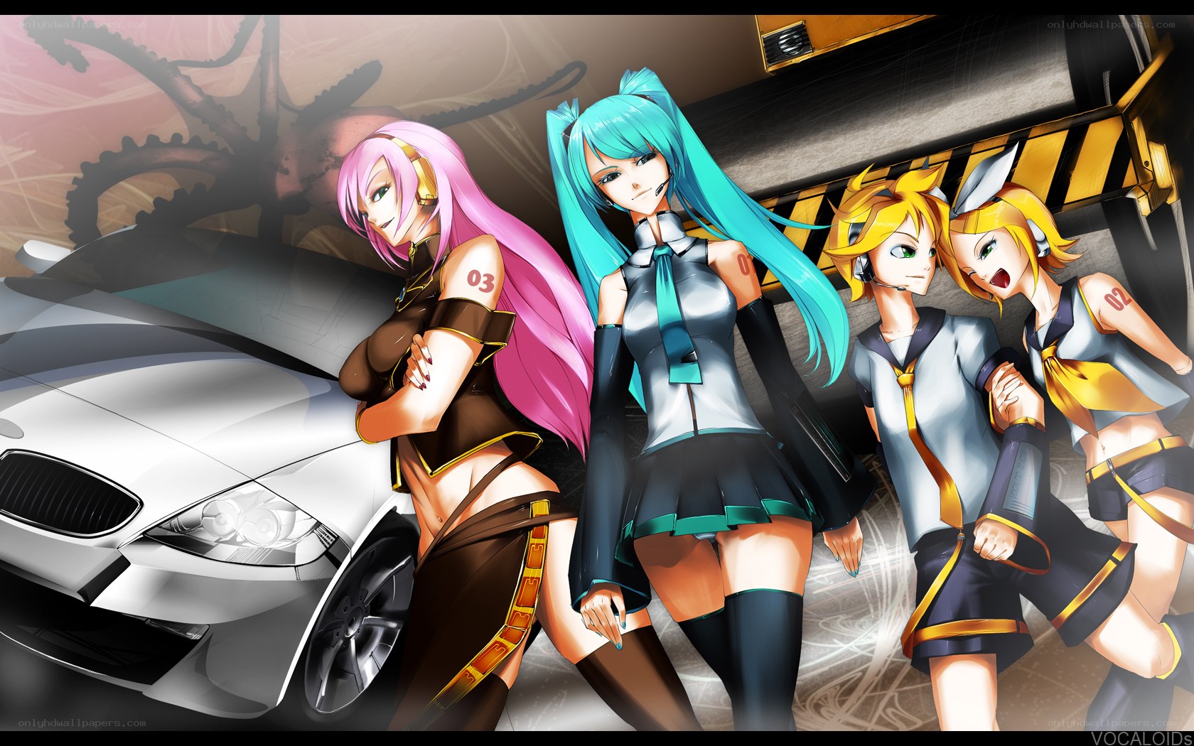 Vocaloid characters with car