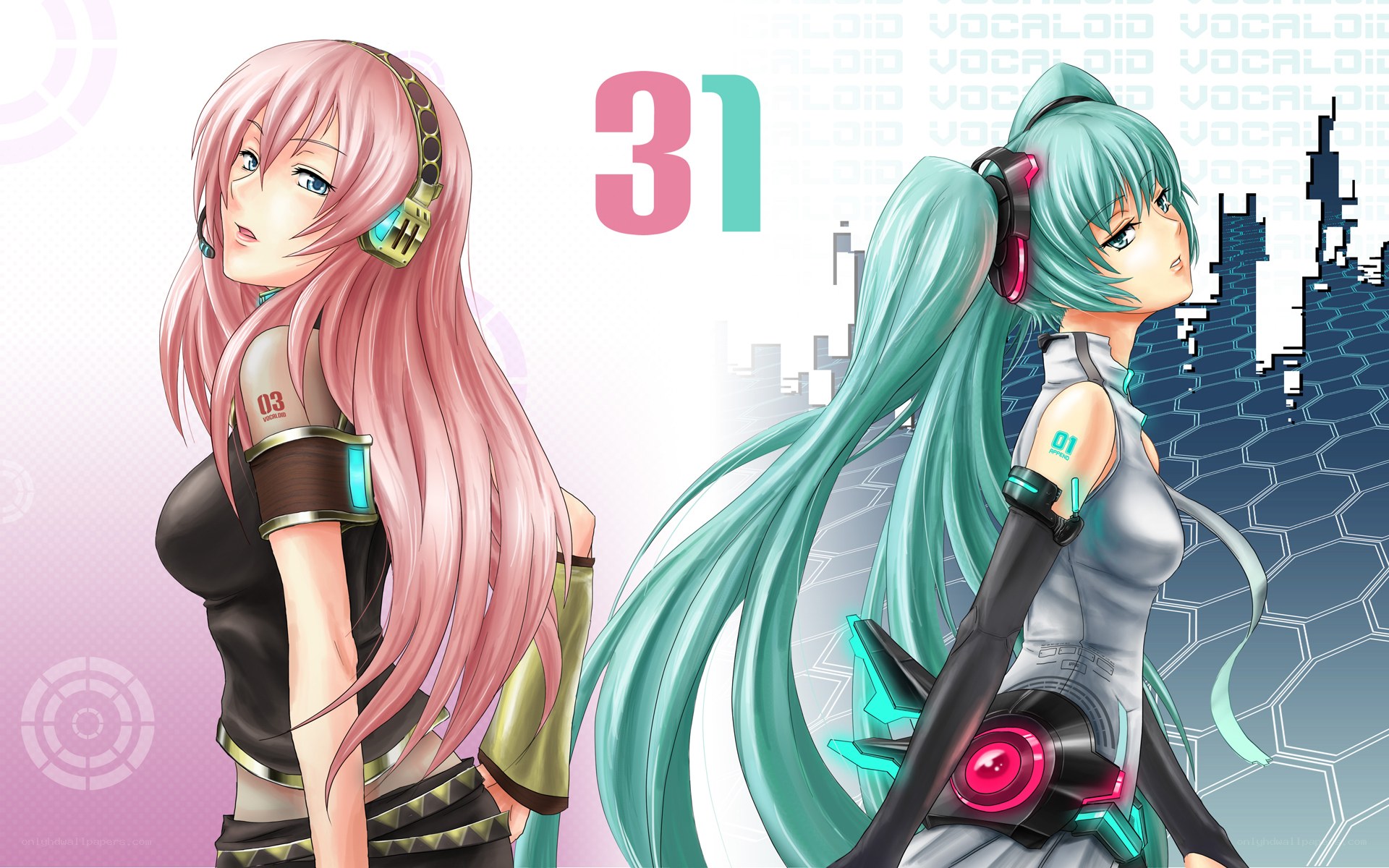 Vocaloid characters with headphones