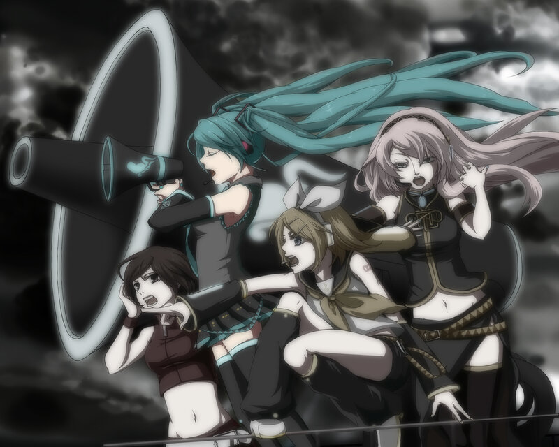 Vocaloid characters with megaphone