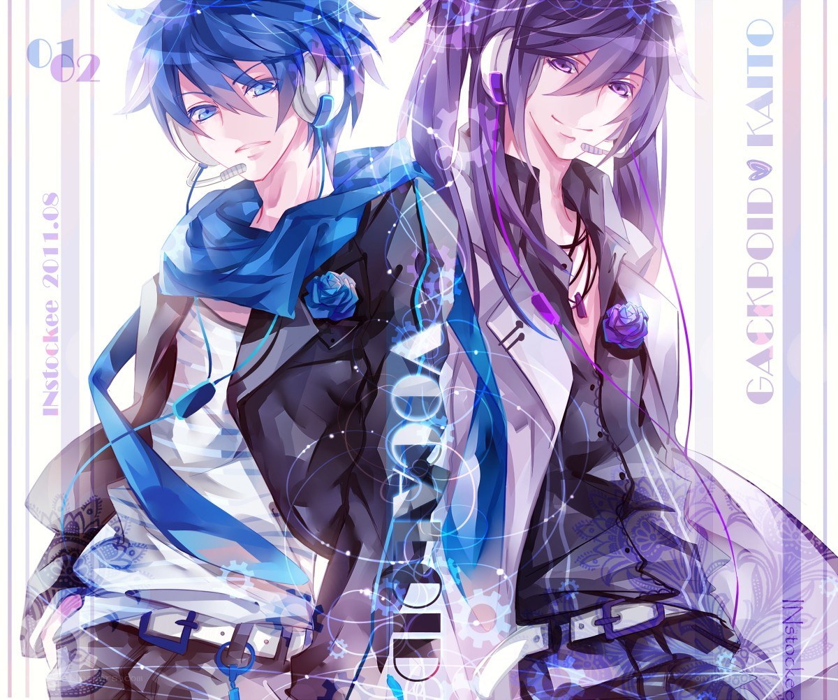 Vocaloid characters with microphones