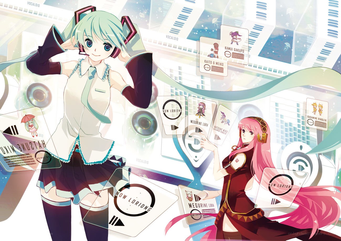 Vocaloid characters with music cards