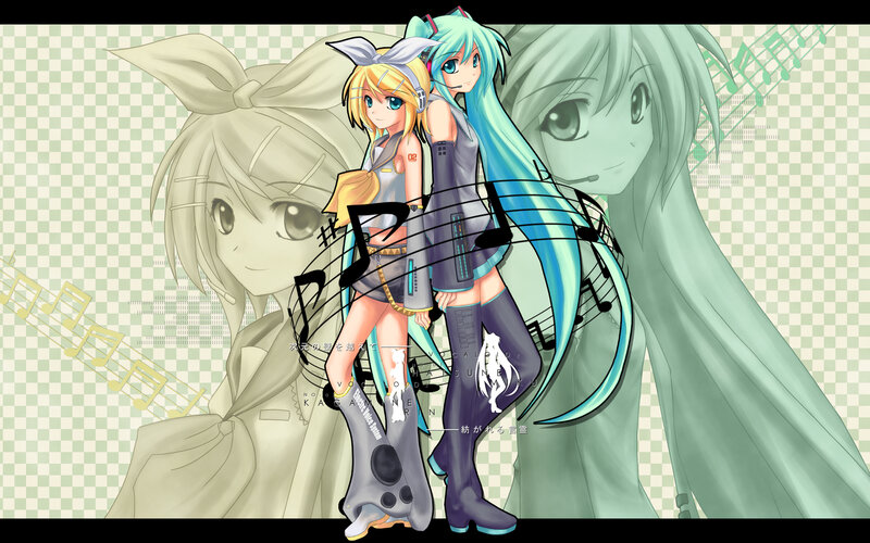 Vocaloid characters with music notes