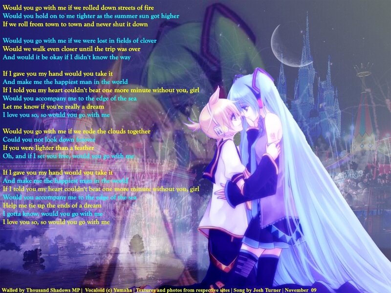 Vocaloid couple in dreamy landscape
