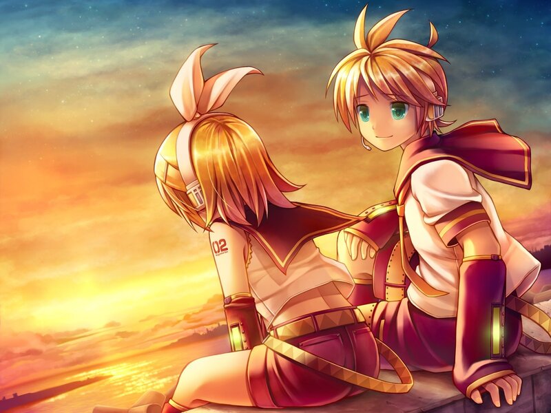 Vocaloid duo at sunset