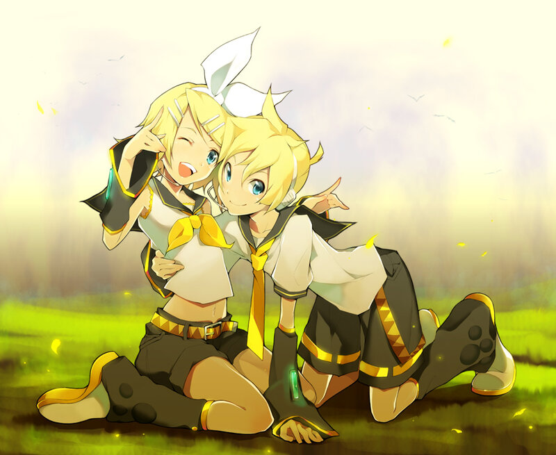 Vocaloid duo in field