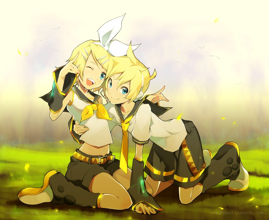Vocaloid duo in field