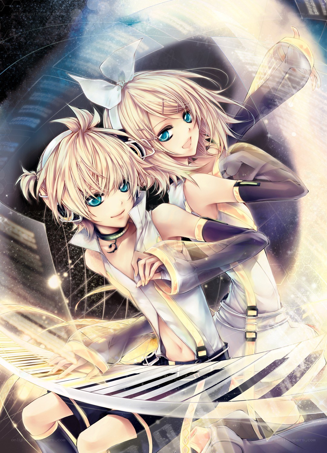 Vocaloid duo in futuristic setting