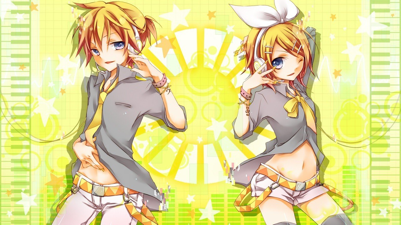 Vocaloid duo in music theme