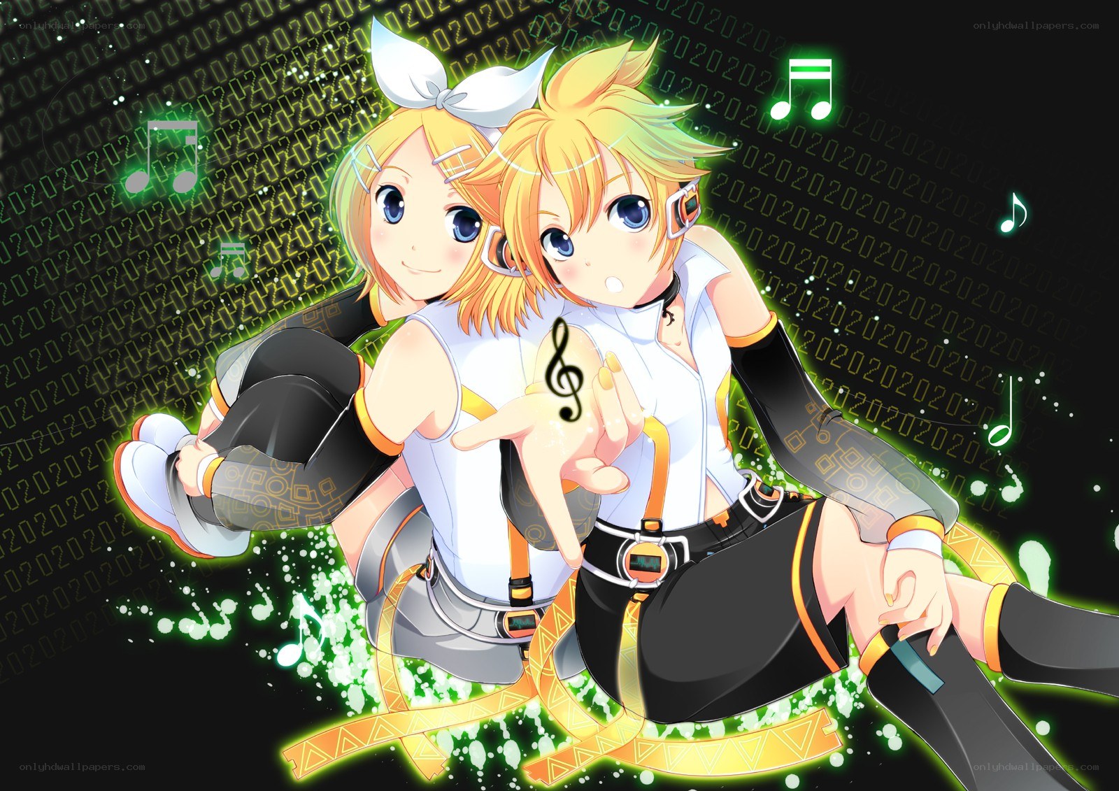 Vocaloid duo in music theme