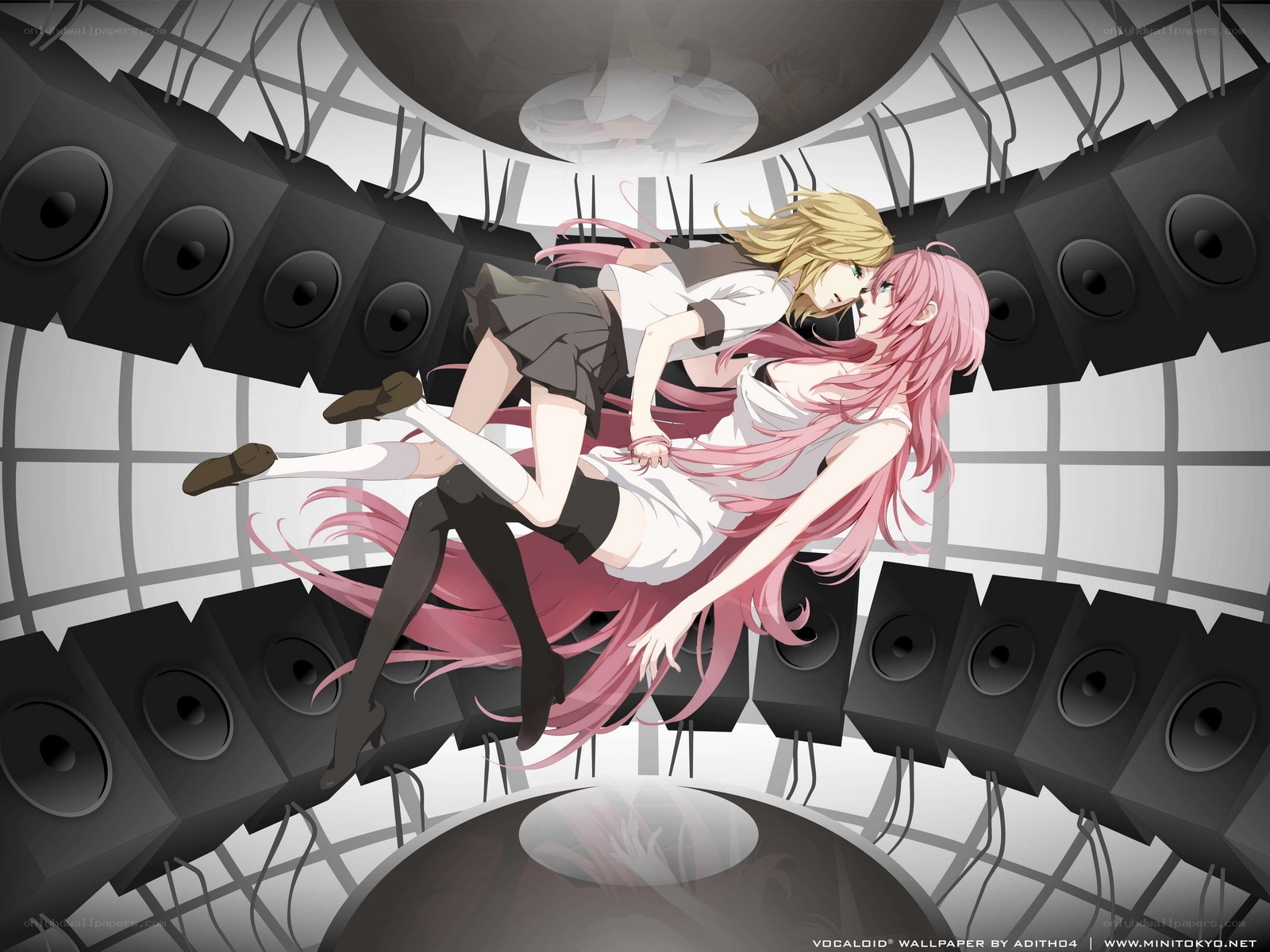 Vocaloid duo in speaker room