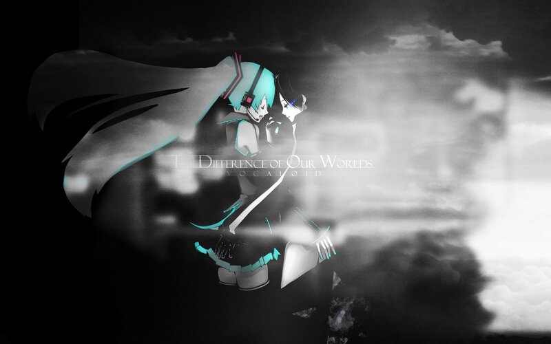 Vocaloid duo in stormy sky
