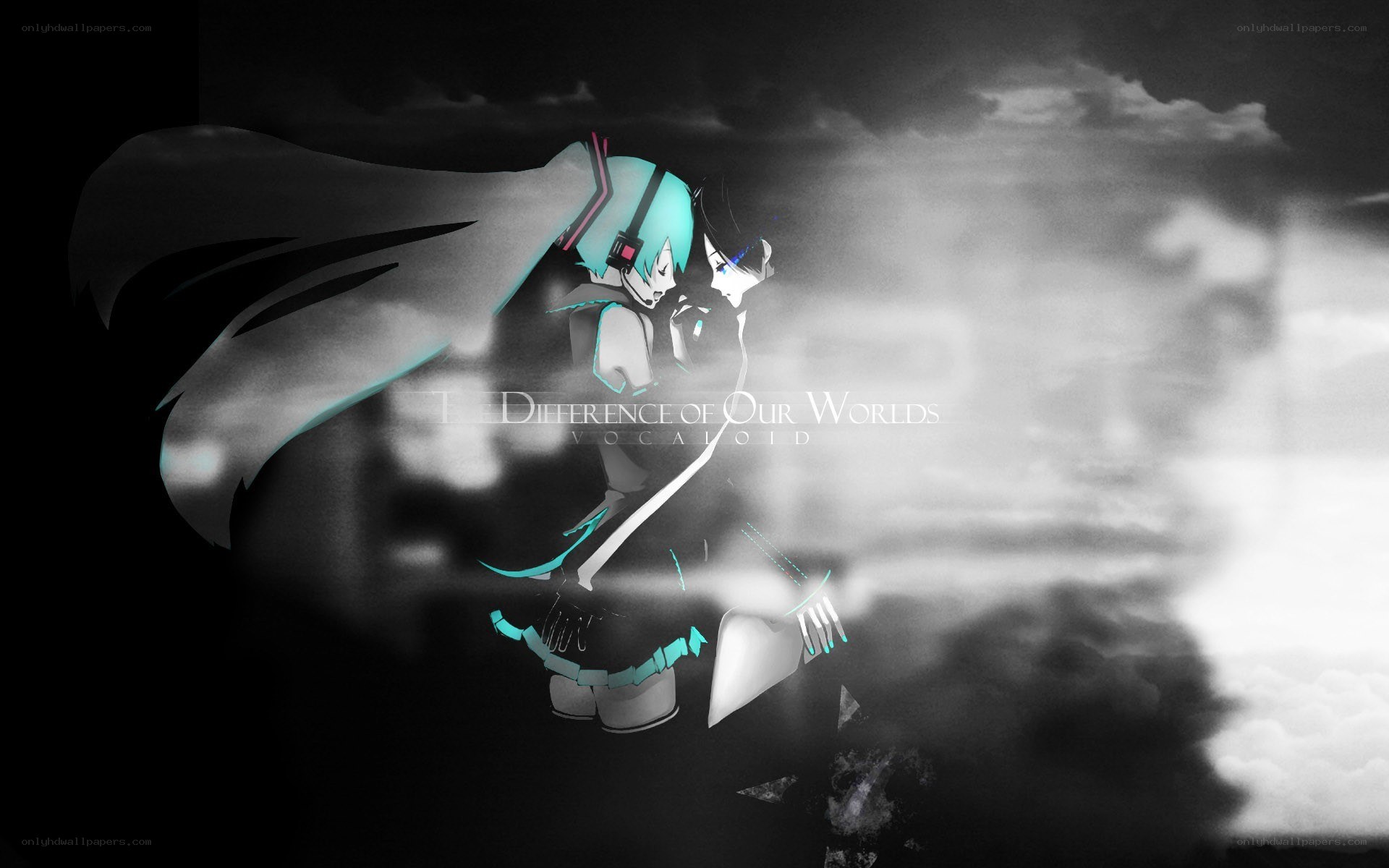 Vocaloid duo in stormy sky