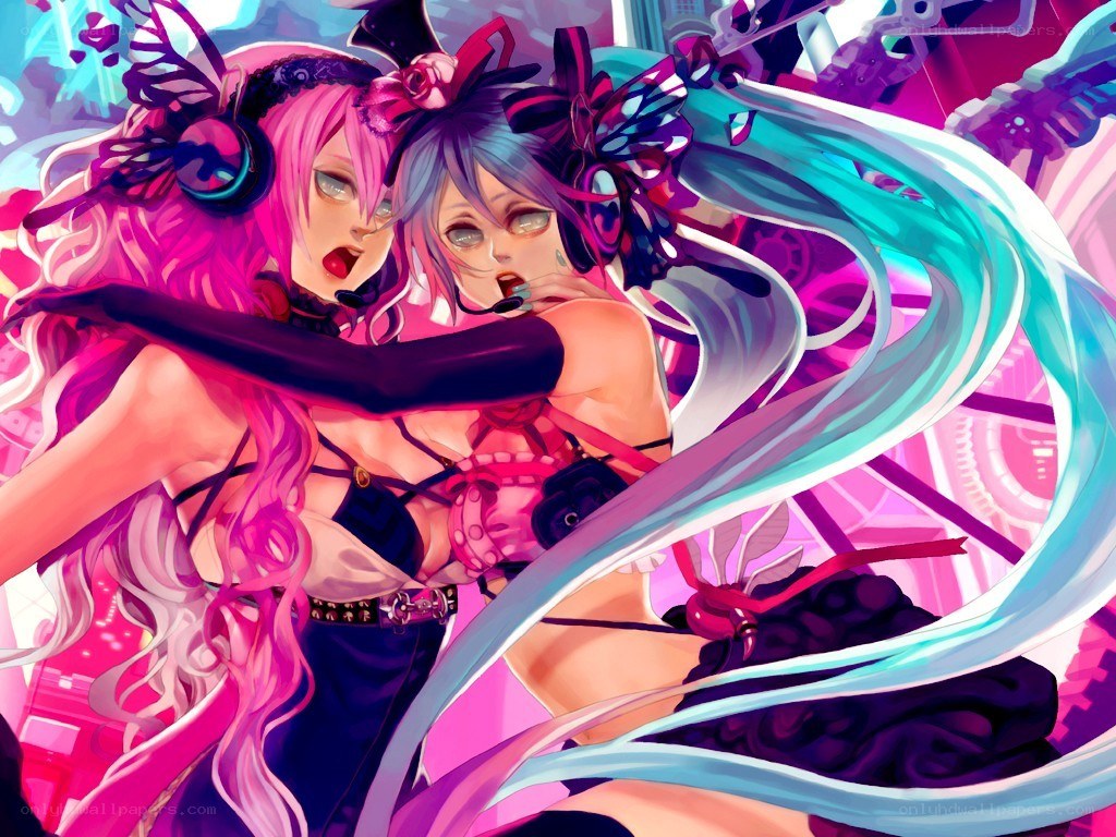 Vocaloid duo in vibrant scene
