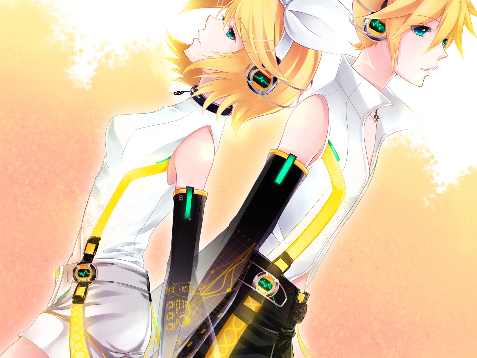 Vocaloid duo in white and yellow
