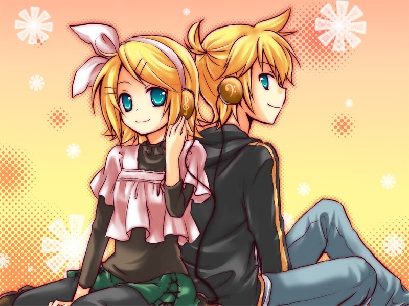 Vocaloid duo listening to music