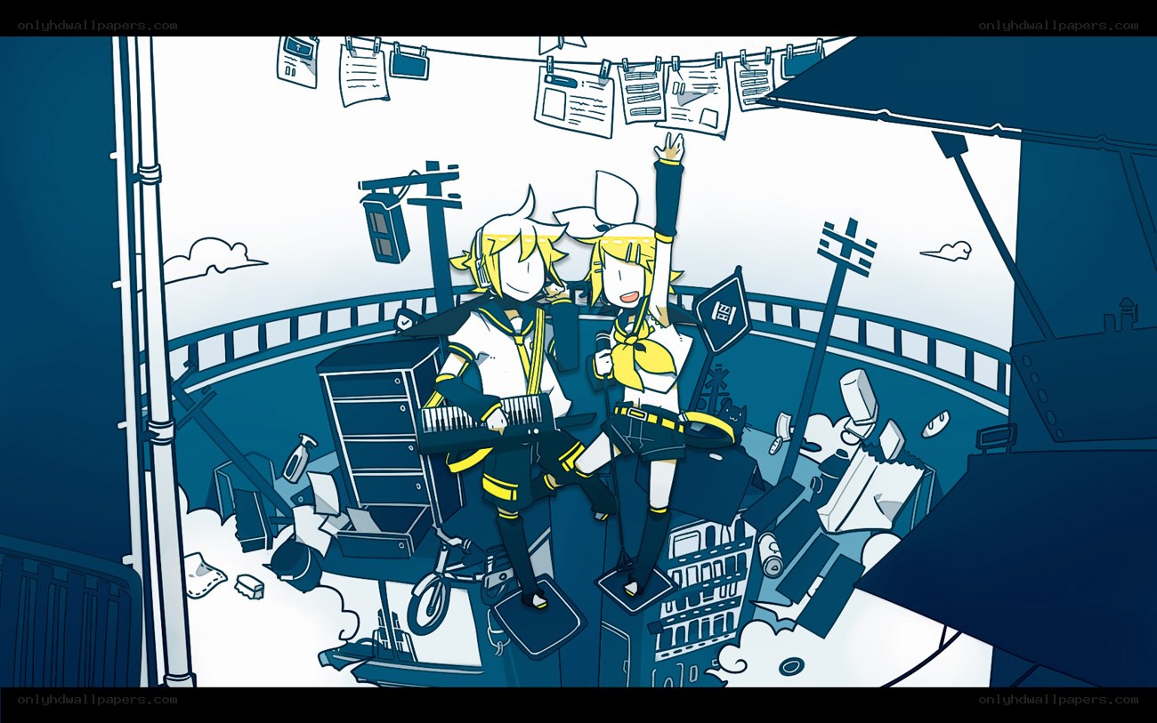 Vocaloid duo on a rooftop