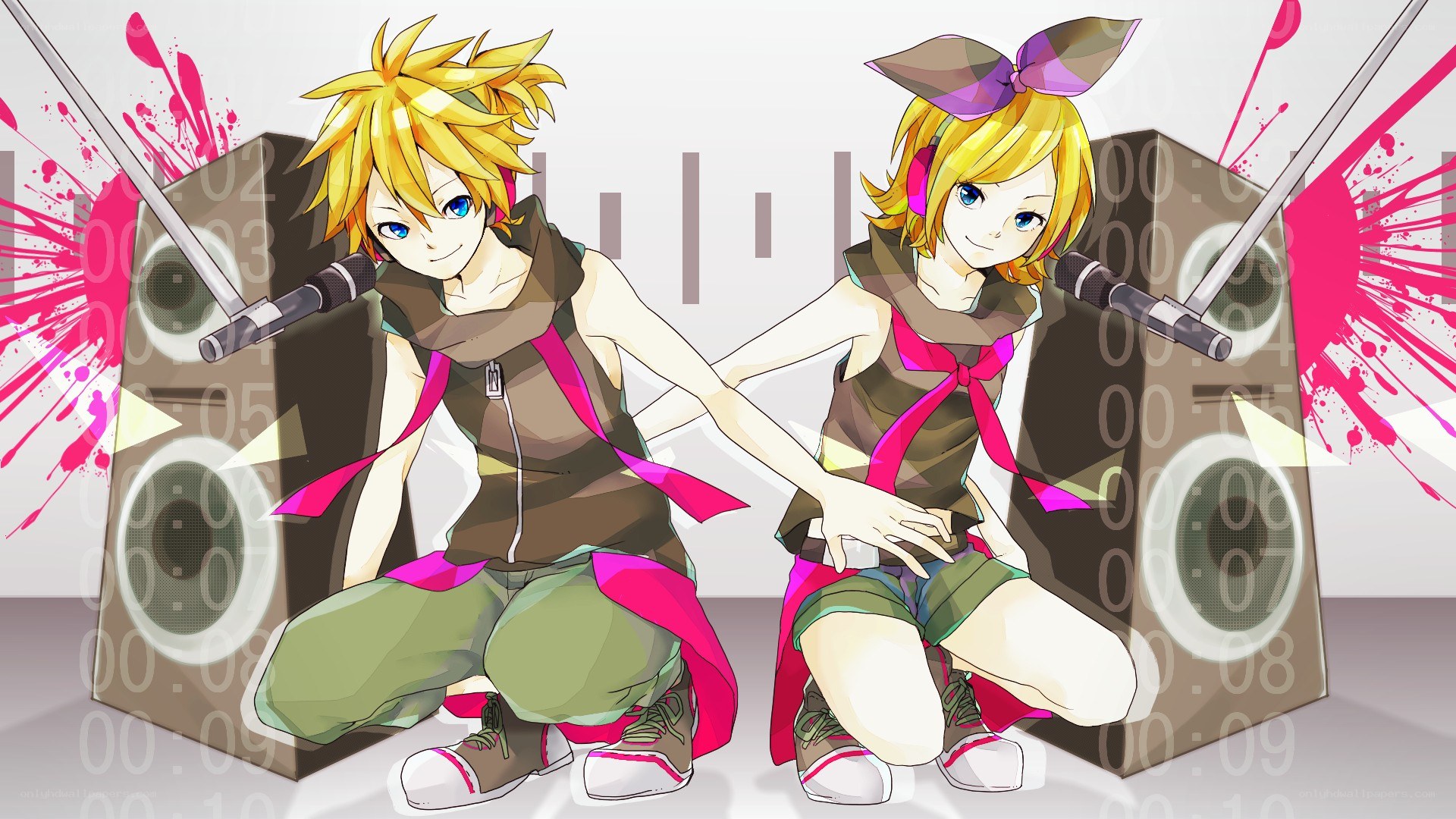 Vocaloid duo performing music