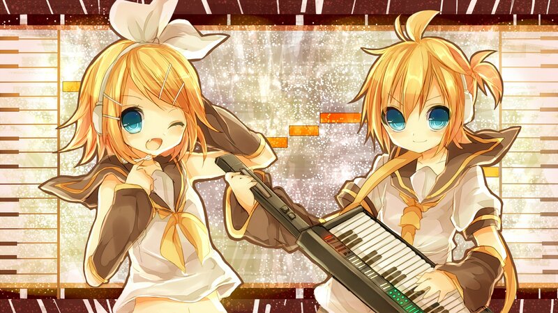 Vocaloid duo performing music