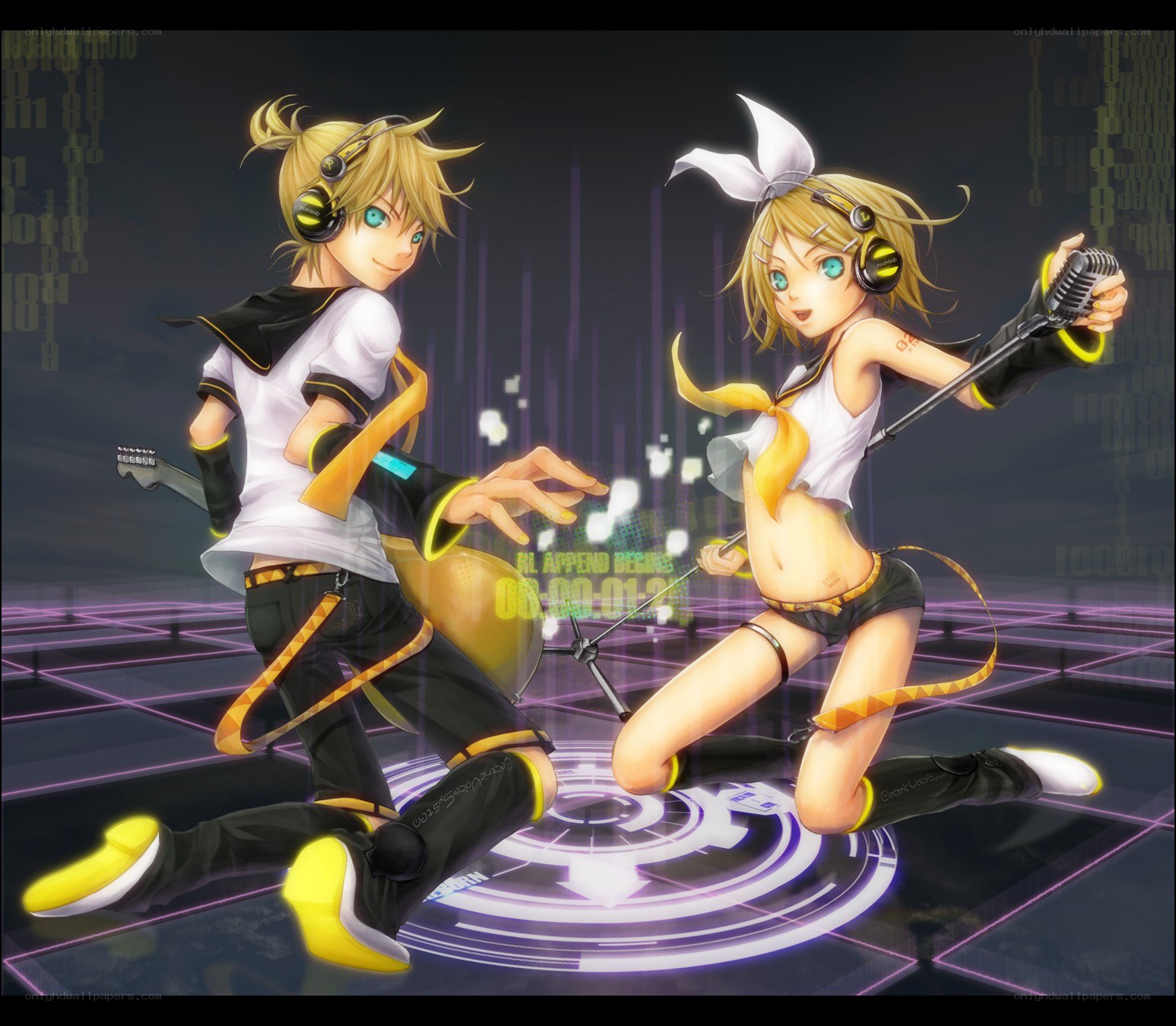 Vocaloid duo performing on stage
