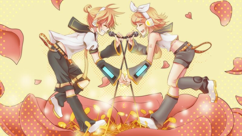 Vocaloid duo singing together