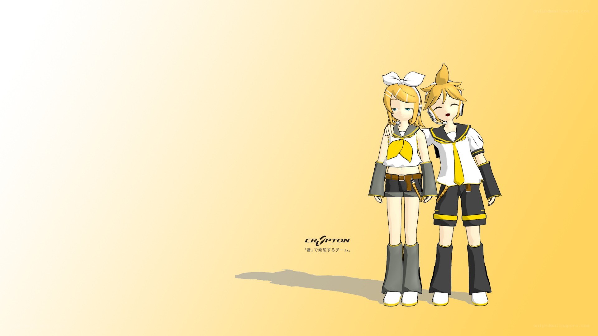 Vocaloid duo standing together
